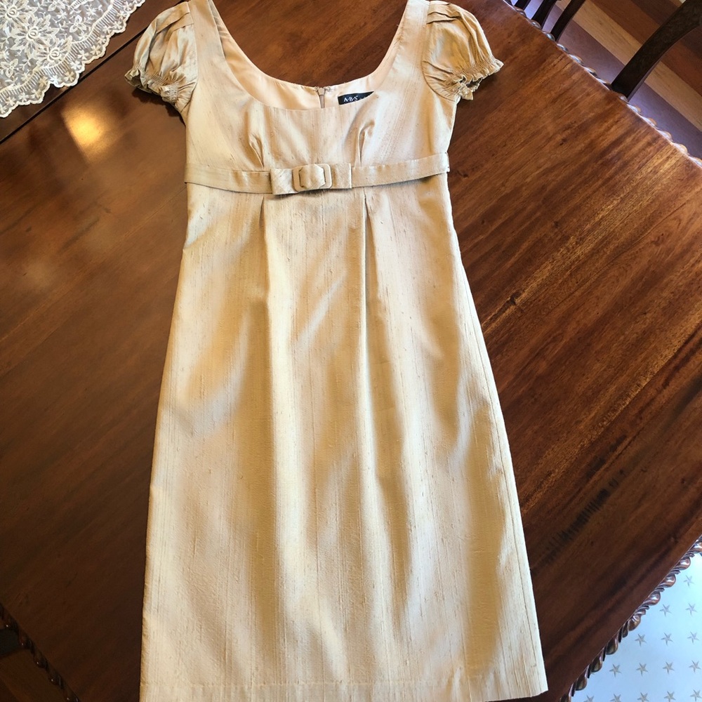 Silk Shantung gold dress ABS Allen Schwartz collection